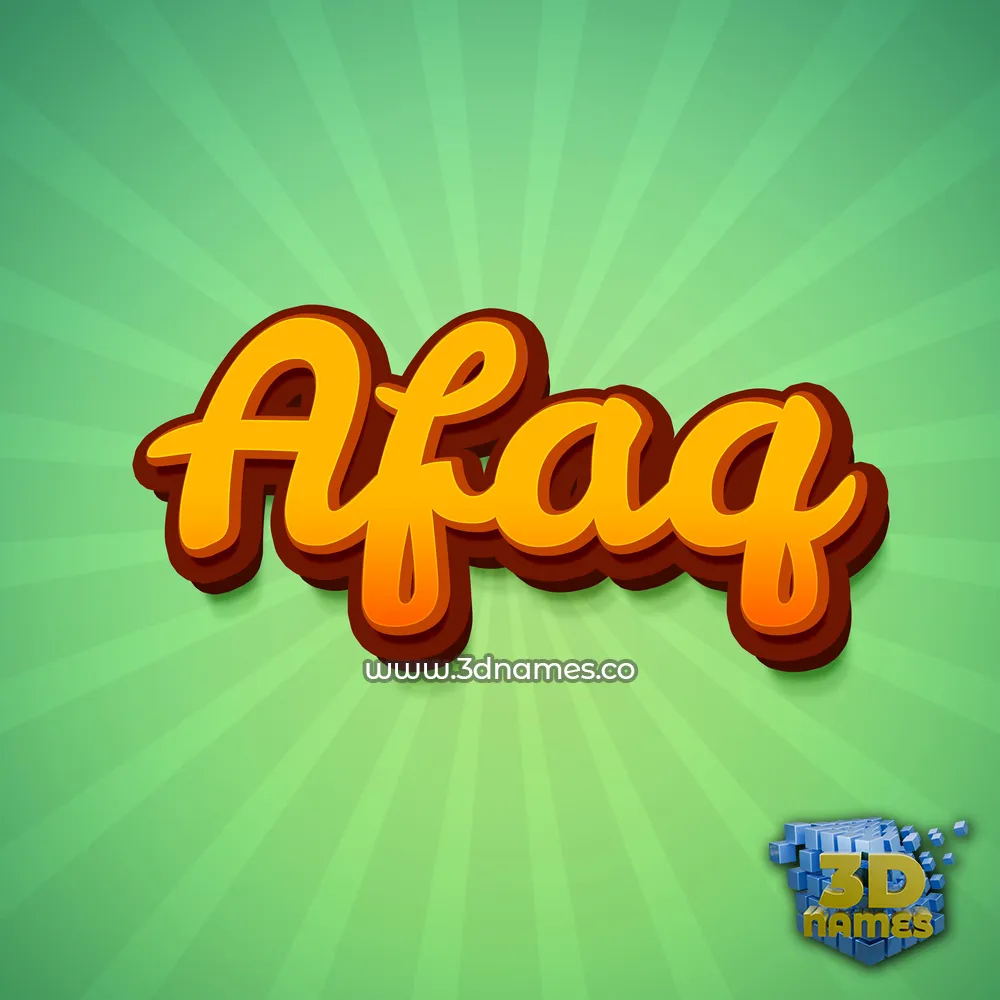 afaq in Green Rays style - 3D name wallpaper