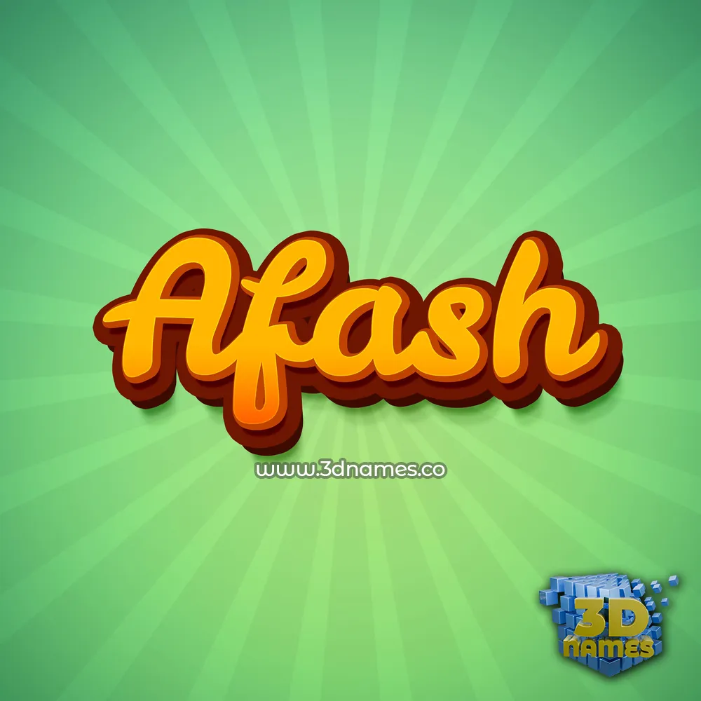afash in Green Rays style - 3D name wallpaper