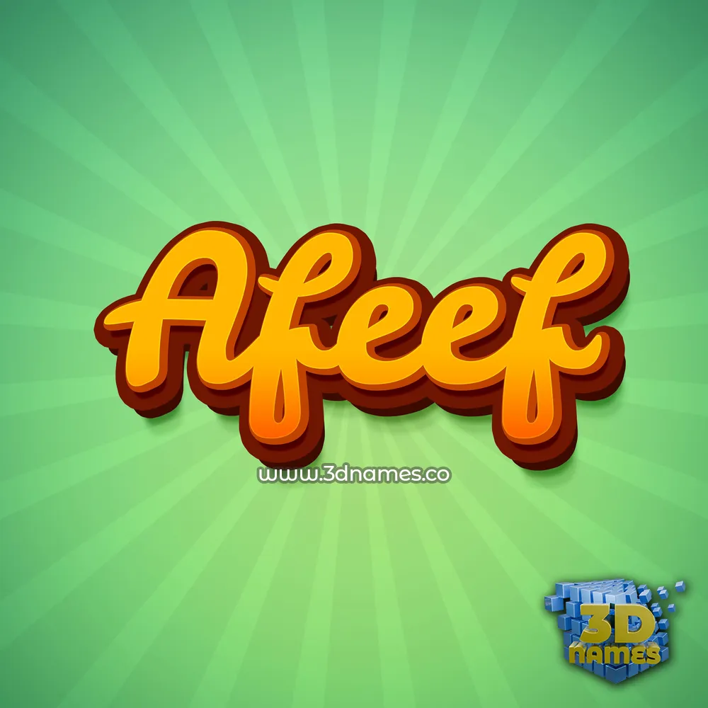 afeef in Green Rays style - 3D name wallpaper