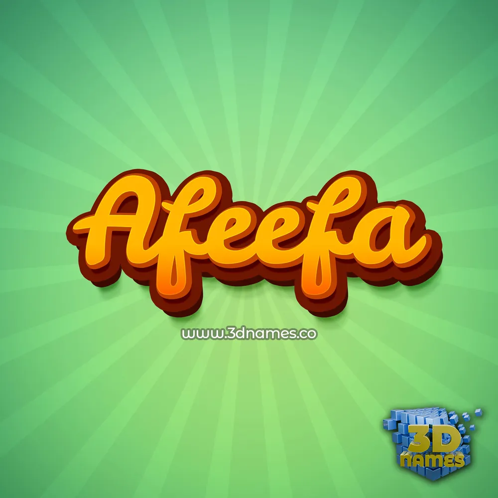 afeefa in Green Rays style - 3D name wallpaper