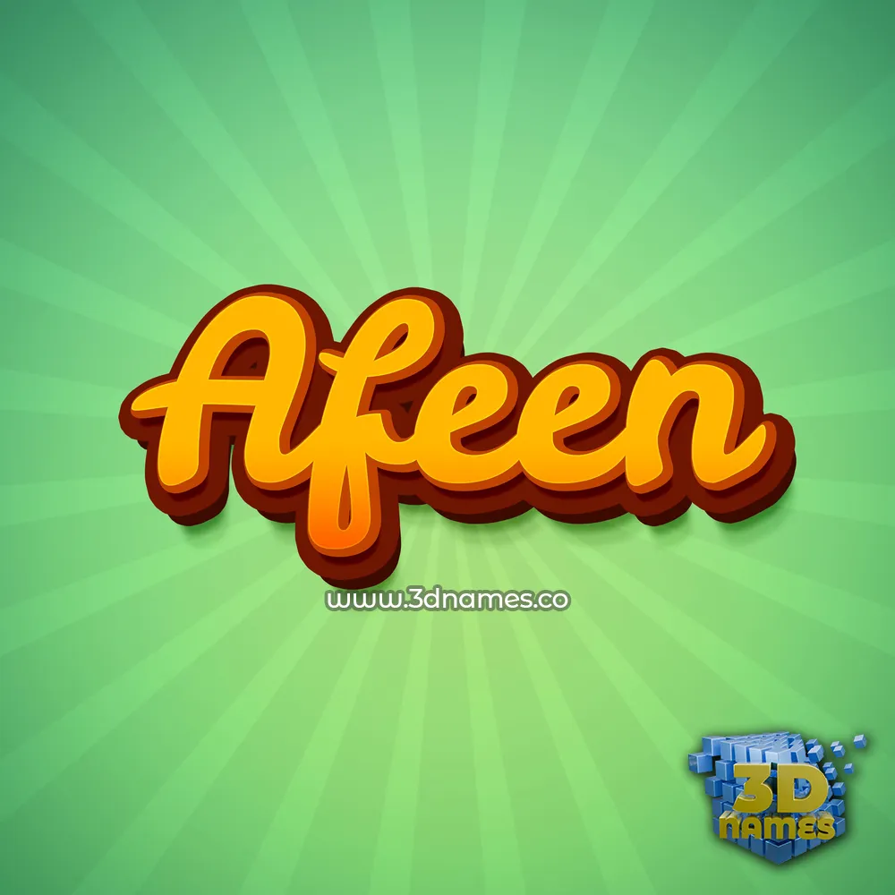 afeen in Green Rays style - 3D name wallpaper