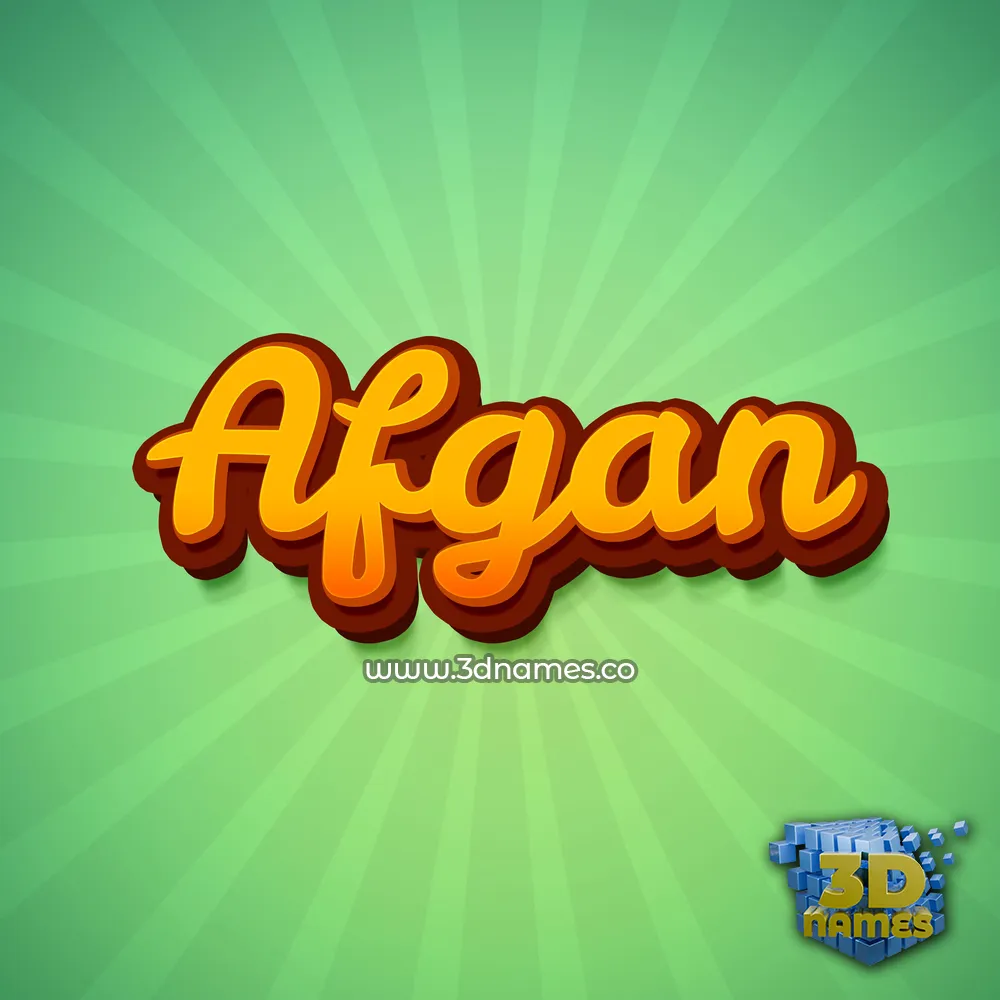 afgan in Green Rays style - 3D name wallpaper