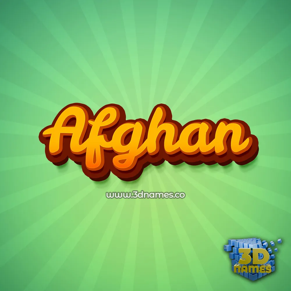 afghan in Green Rays style - 3D name wallpaper