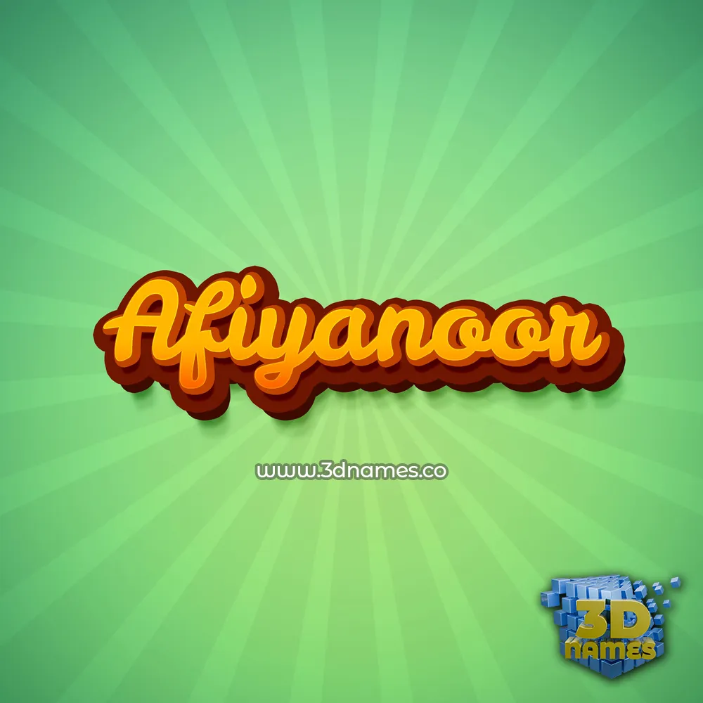 afiyanoor in Green Rays style - 3D name wallpaper