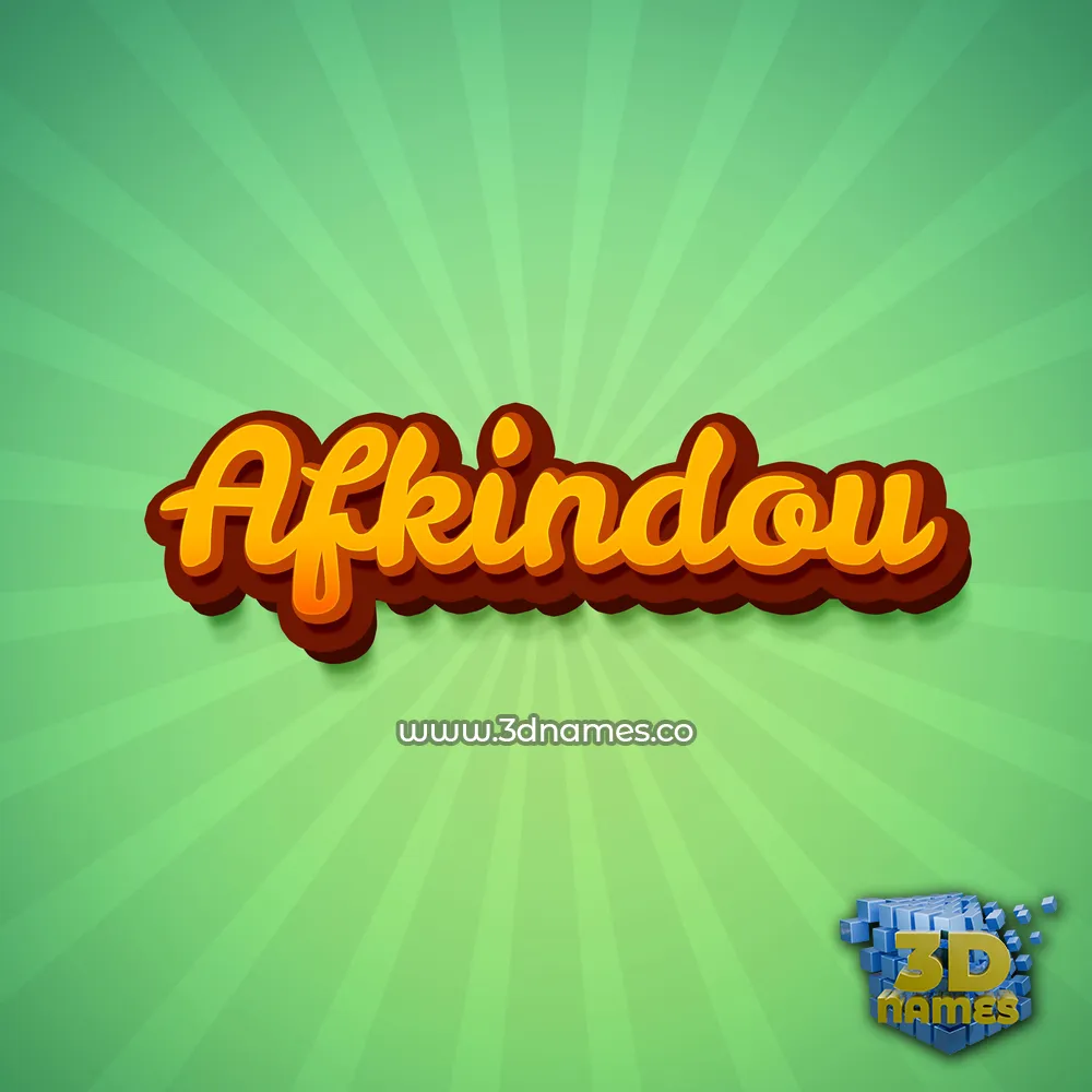 afkindou in Green Rays style - 3D name wallpaper