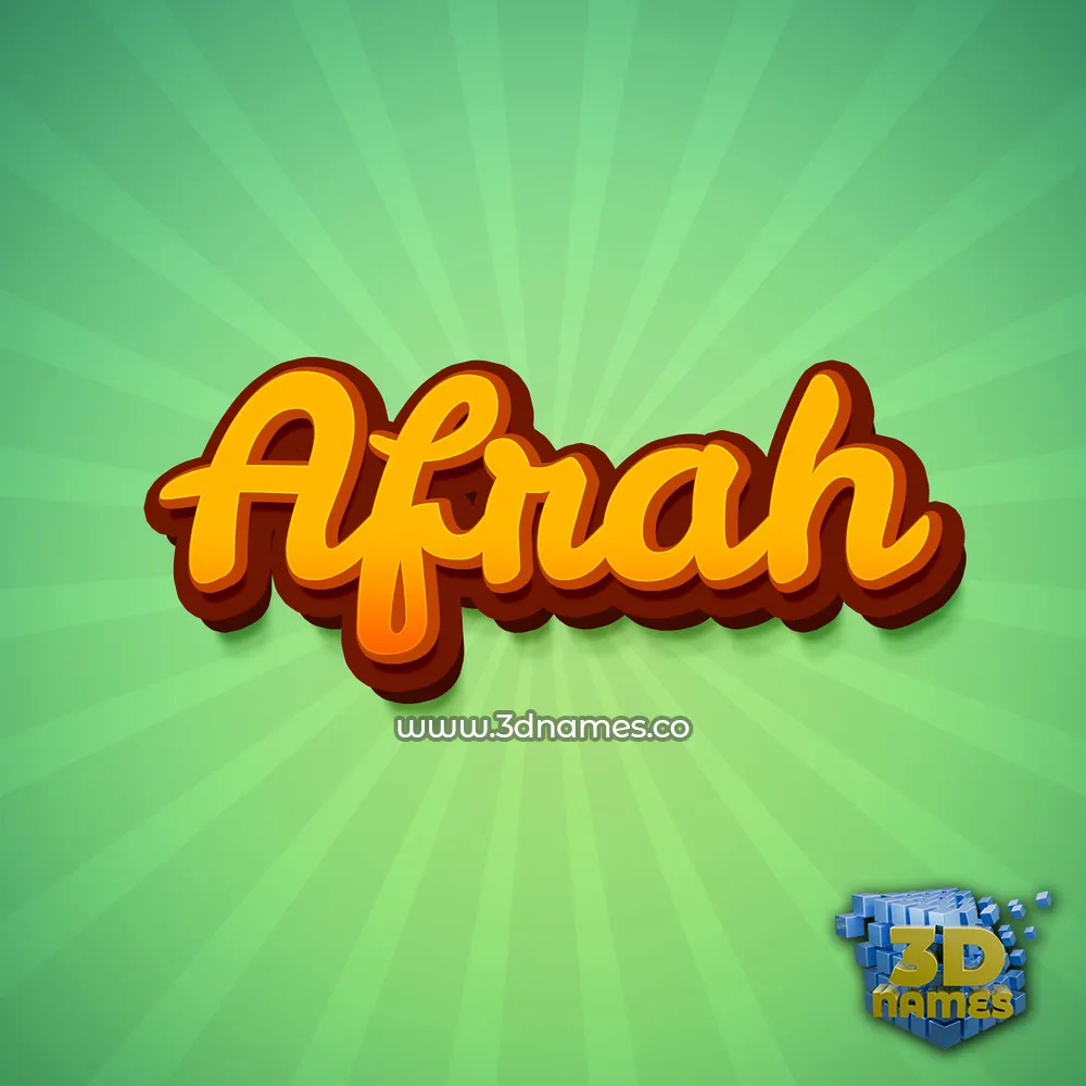 afrah in Green Rays style - 3D name wallpaper
