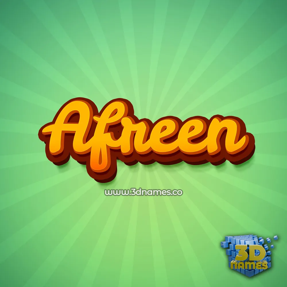 afreen in Green Rays style - 3D name wallpaper