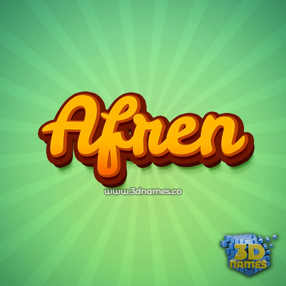 afren in Green Rays style - 3D name wallpaper