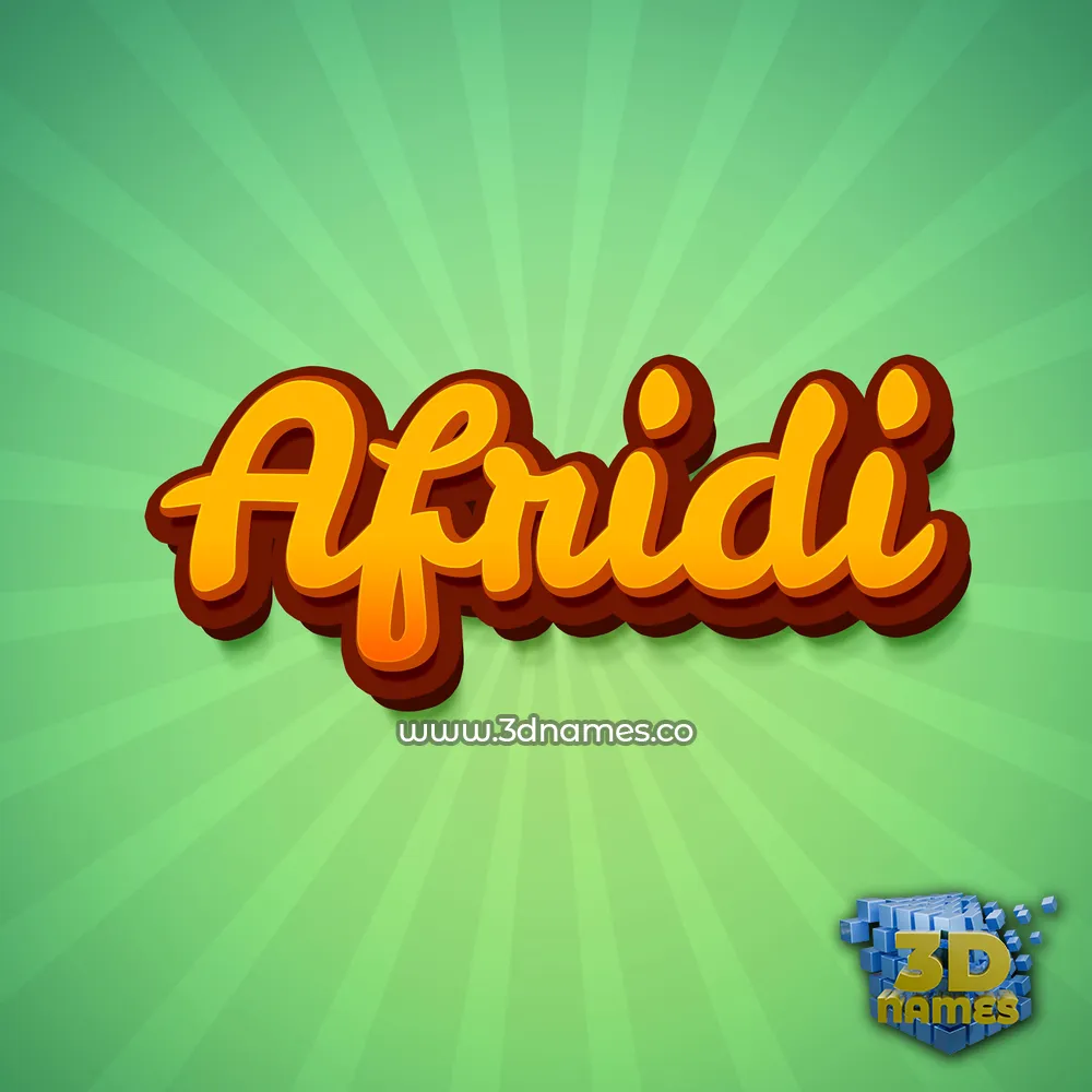 afridi in Green Rays style - 3D name wallpaper