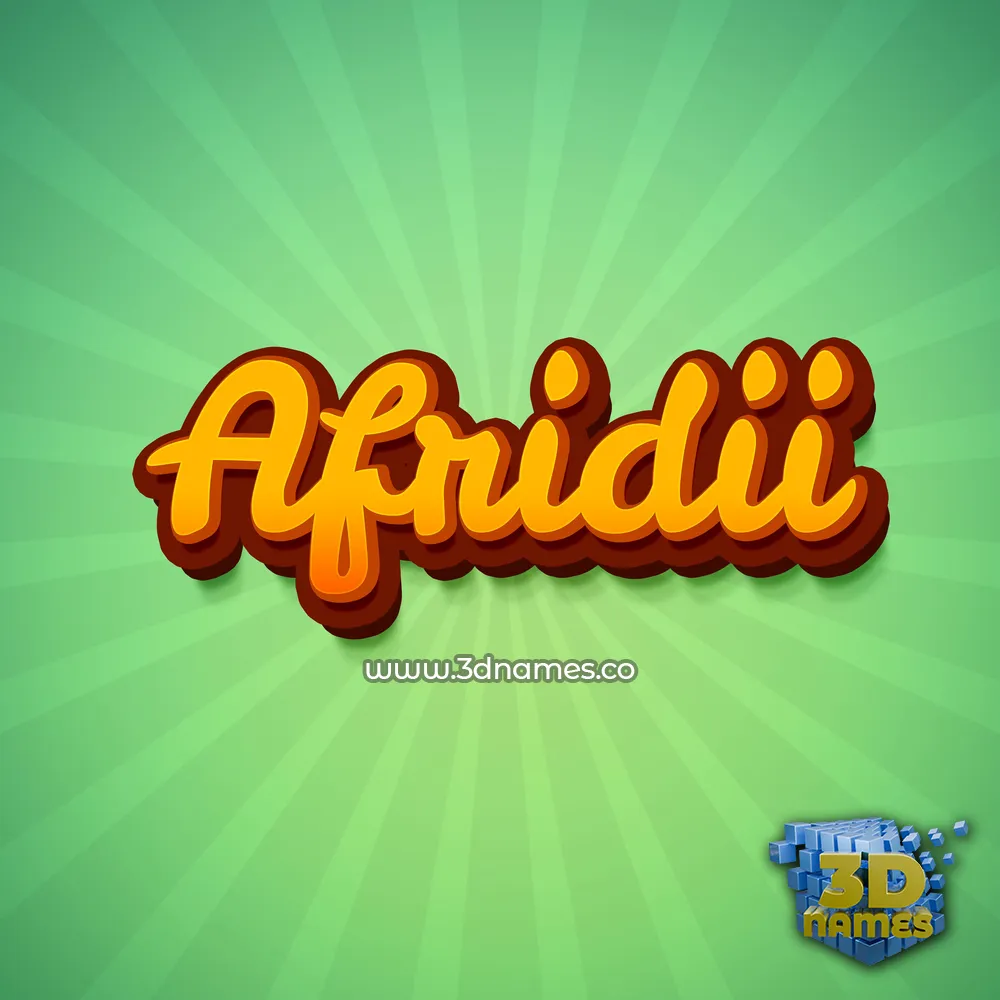 afridii in Green Rays style - 3D name wallpaper