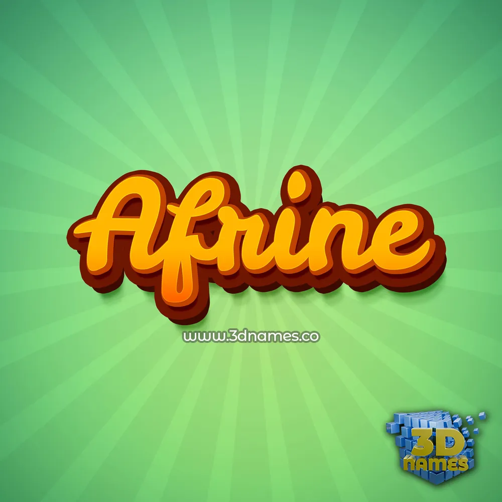 afrine in Green Rays style - 3D name wallpaper