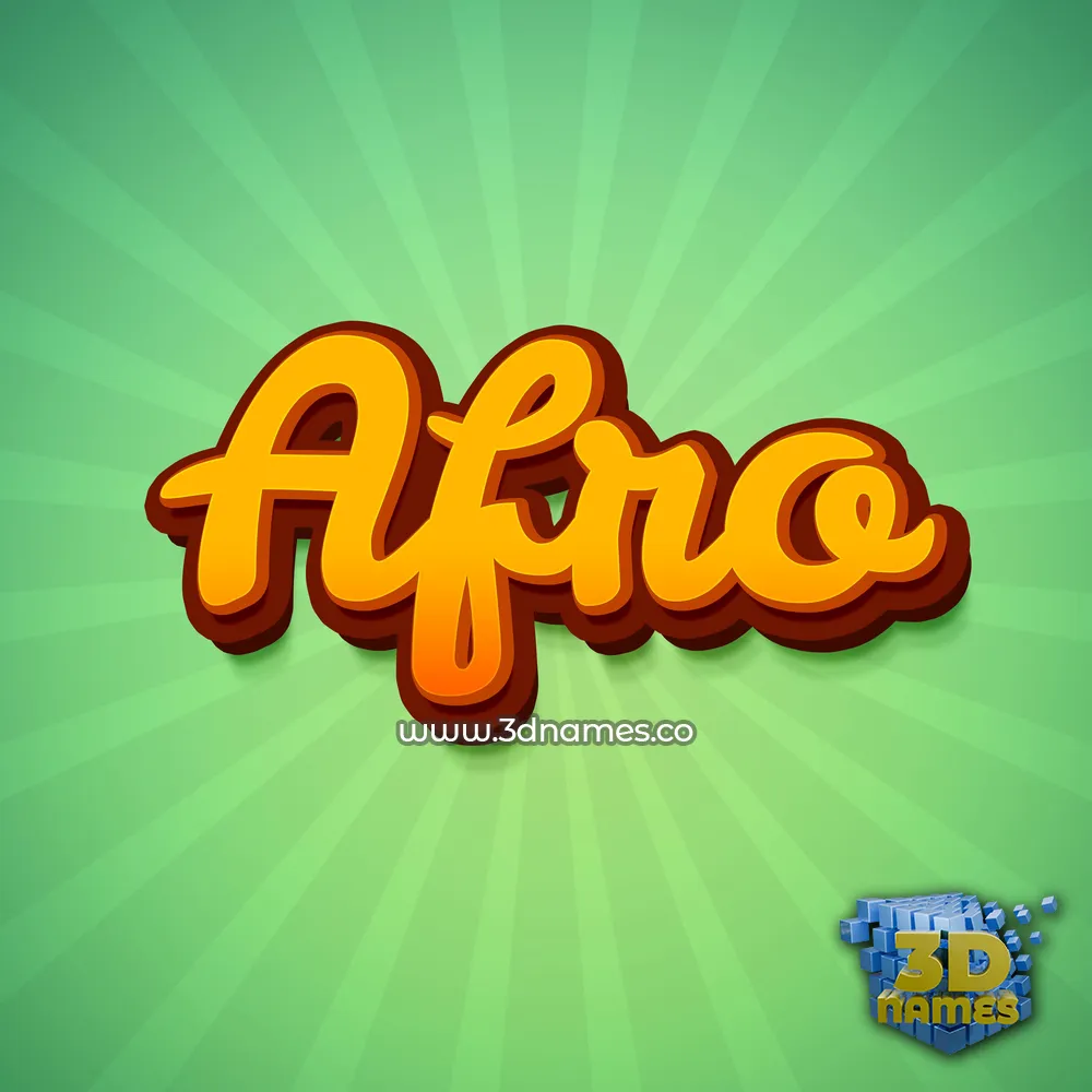 afro in Green Rays style - 3D name wallpaper