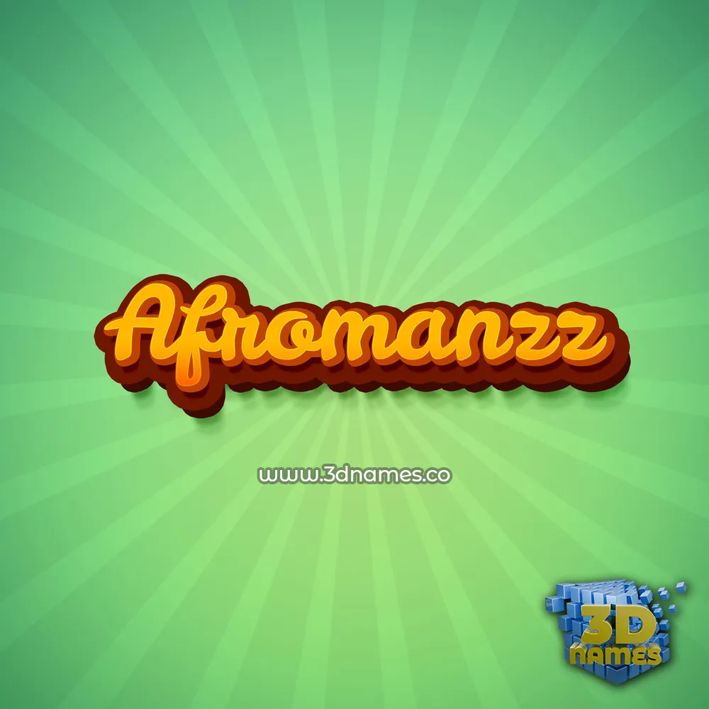 afromanzz in Green Rays style - 3D name wallpaper