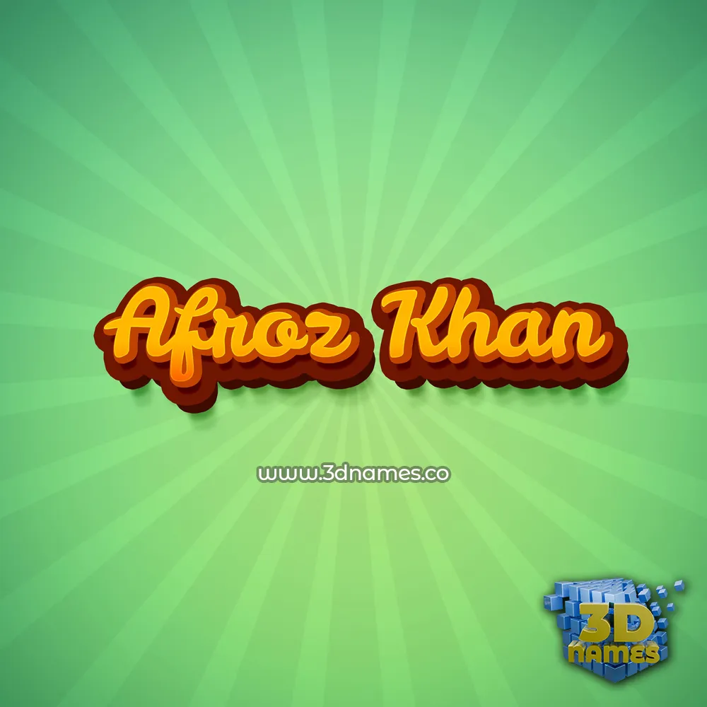afroz khan in Green Rays style - 3D name wallpaper