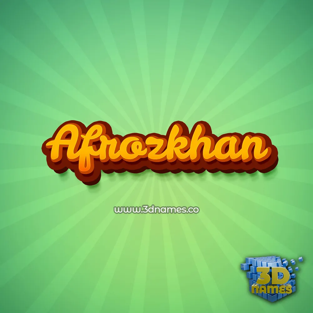 afrozkhan in Green Rays style - 3D name wallpaper