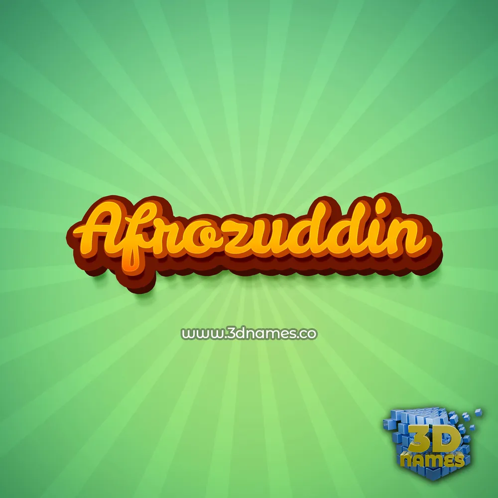 afrozuddin in Green Rays style - 3D name wallpaper