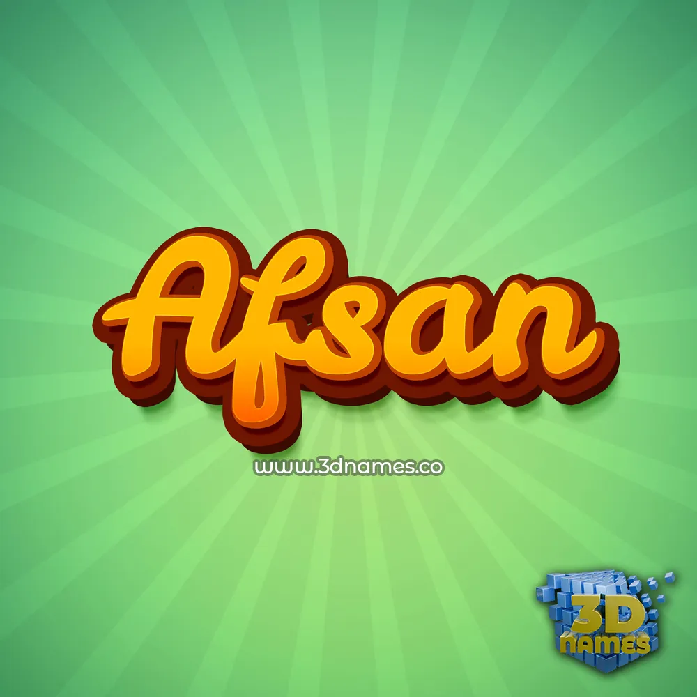 afsan in Green Rays style - 3D name wallpaper