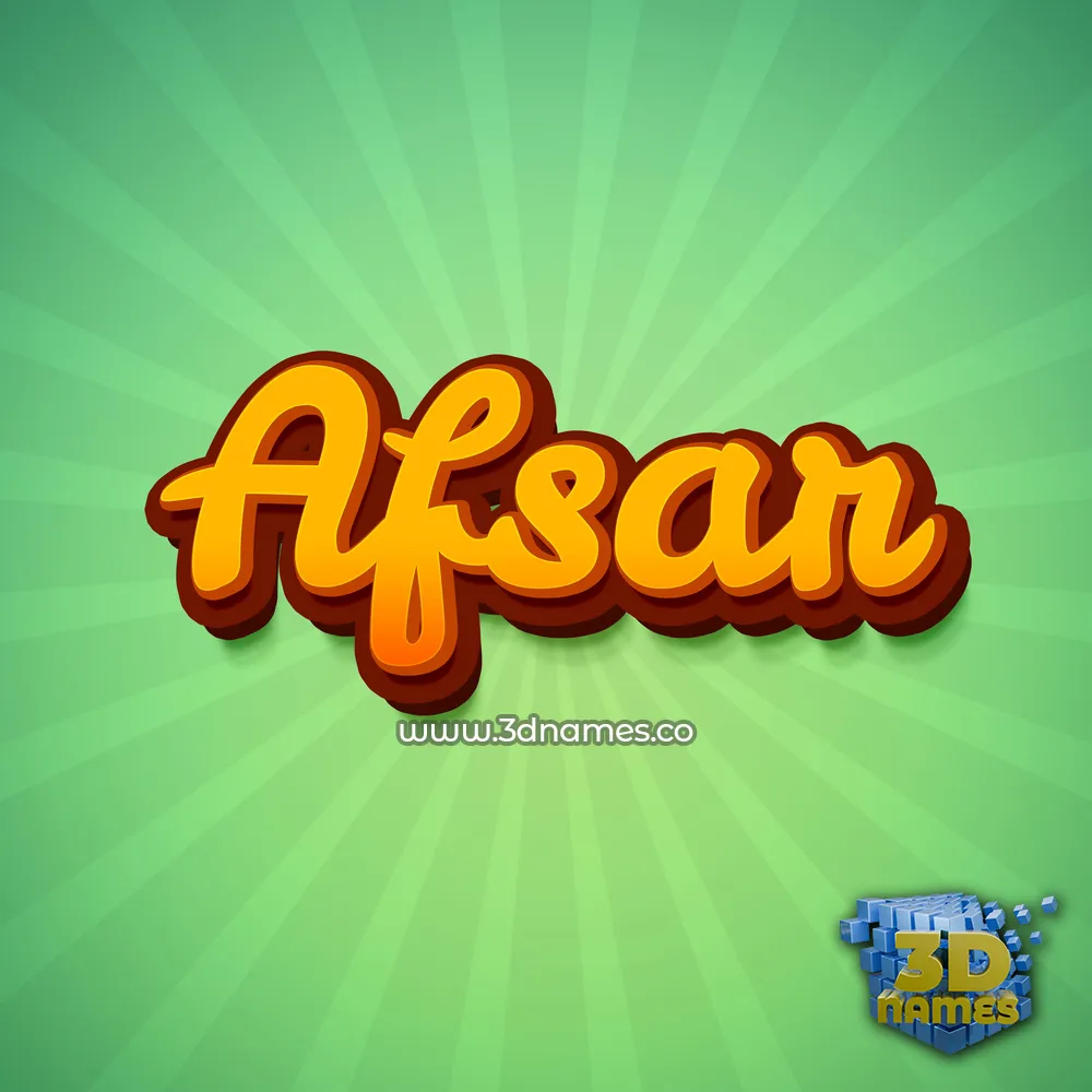 afsar in Green Rays style - 3D name wallpaper