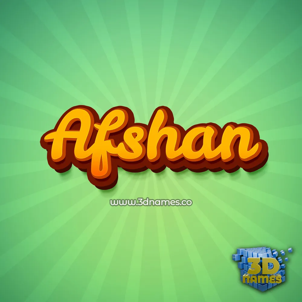 afshan in Green Rays style - 3D name wallpaper