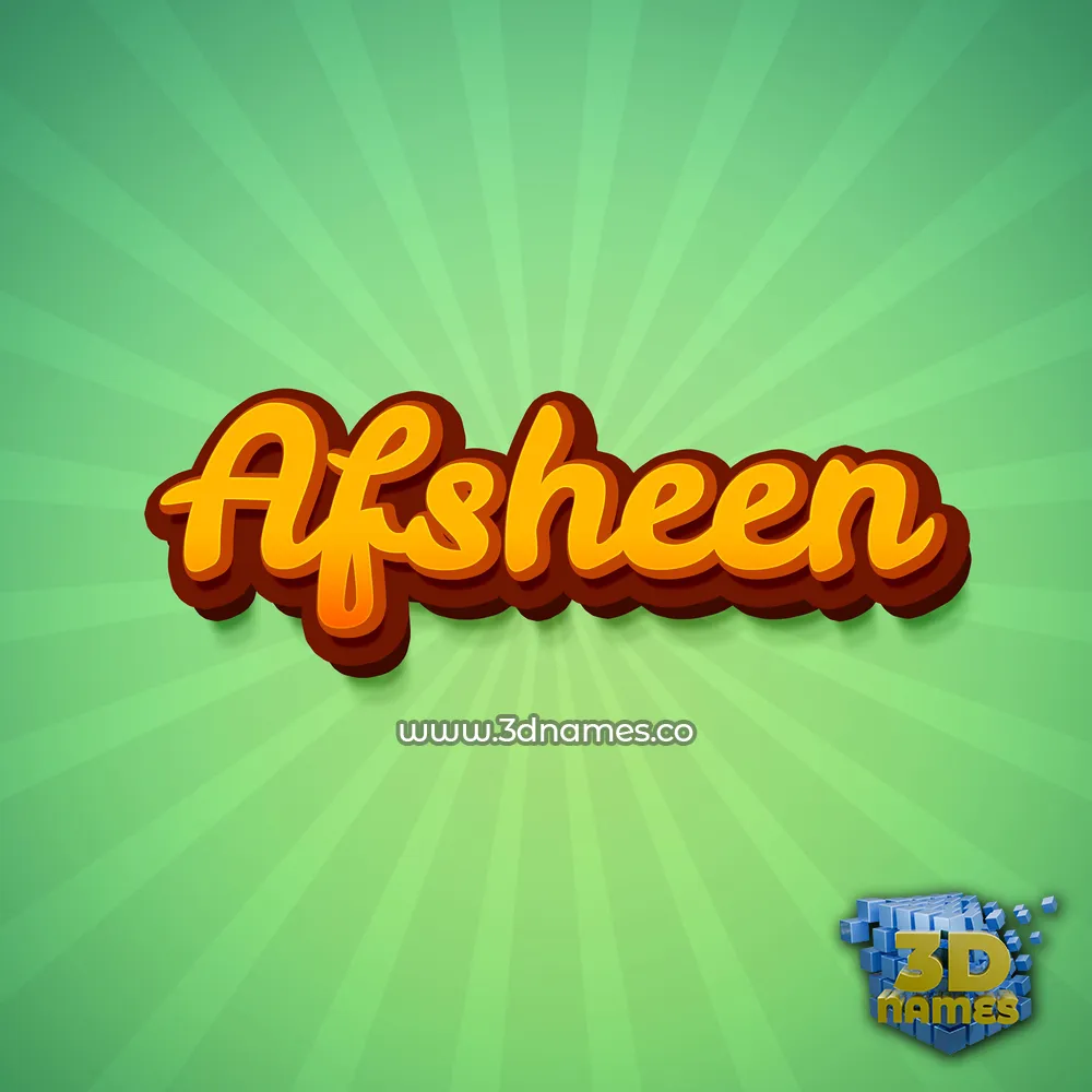 afsheen in Green Rays style - 3D name wallpaper