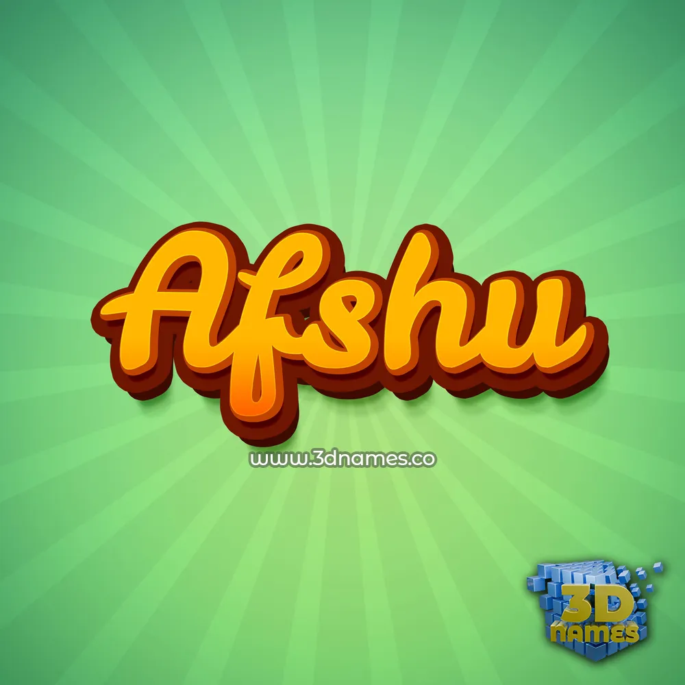 afshu in Green Rays style - 3D name wallpaper