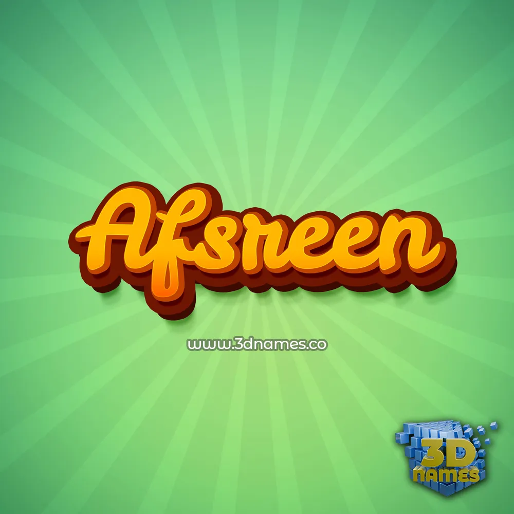 afsreen in Green Rays style - 3D name wallpaper