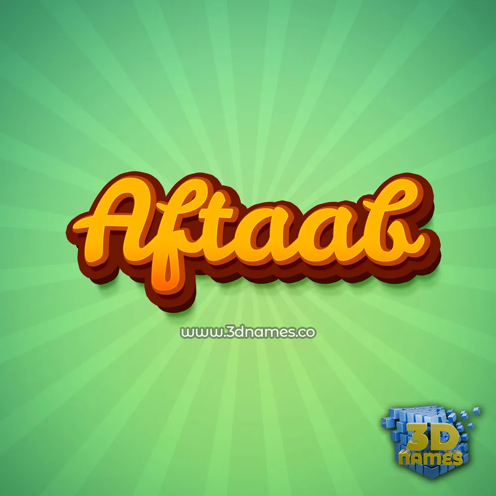 aftaab in Green Rays style - 3D name wallpaper