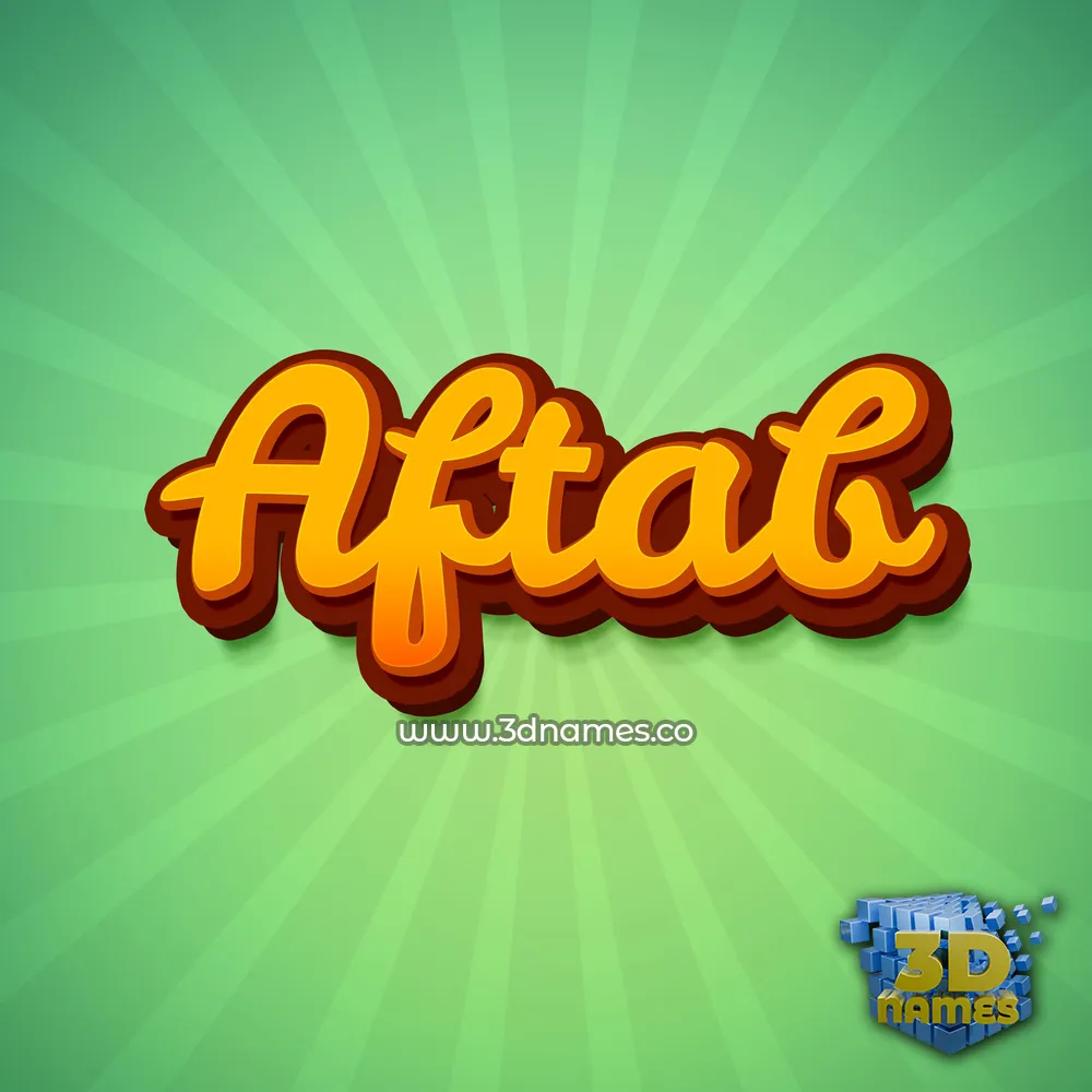 aftab in Green Rays style - 3D name wallpaper