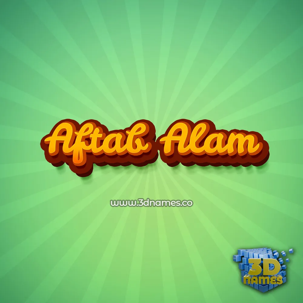 aftab alam in Green Rays style - 3D name wallpaper
