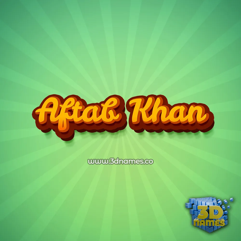 aftab khan in Green Rays style - 3D name wallpaper