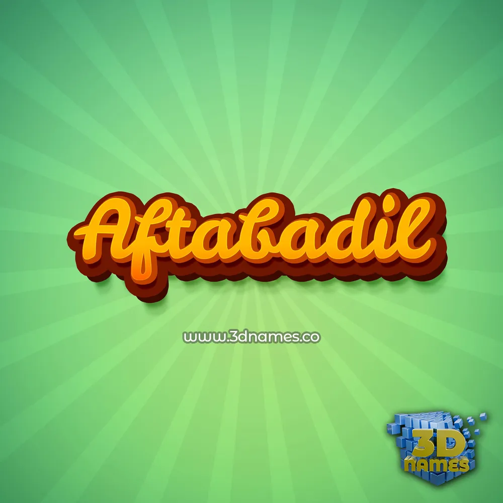 aftabadil in Green Rays style - 3D name wallpaper