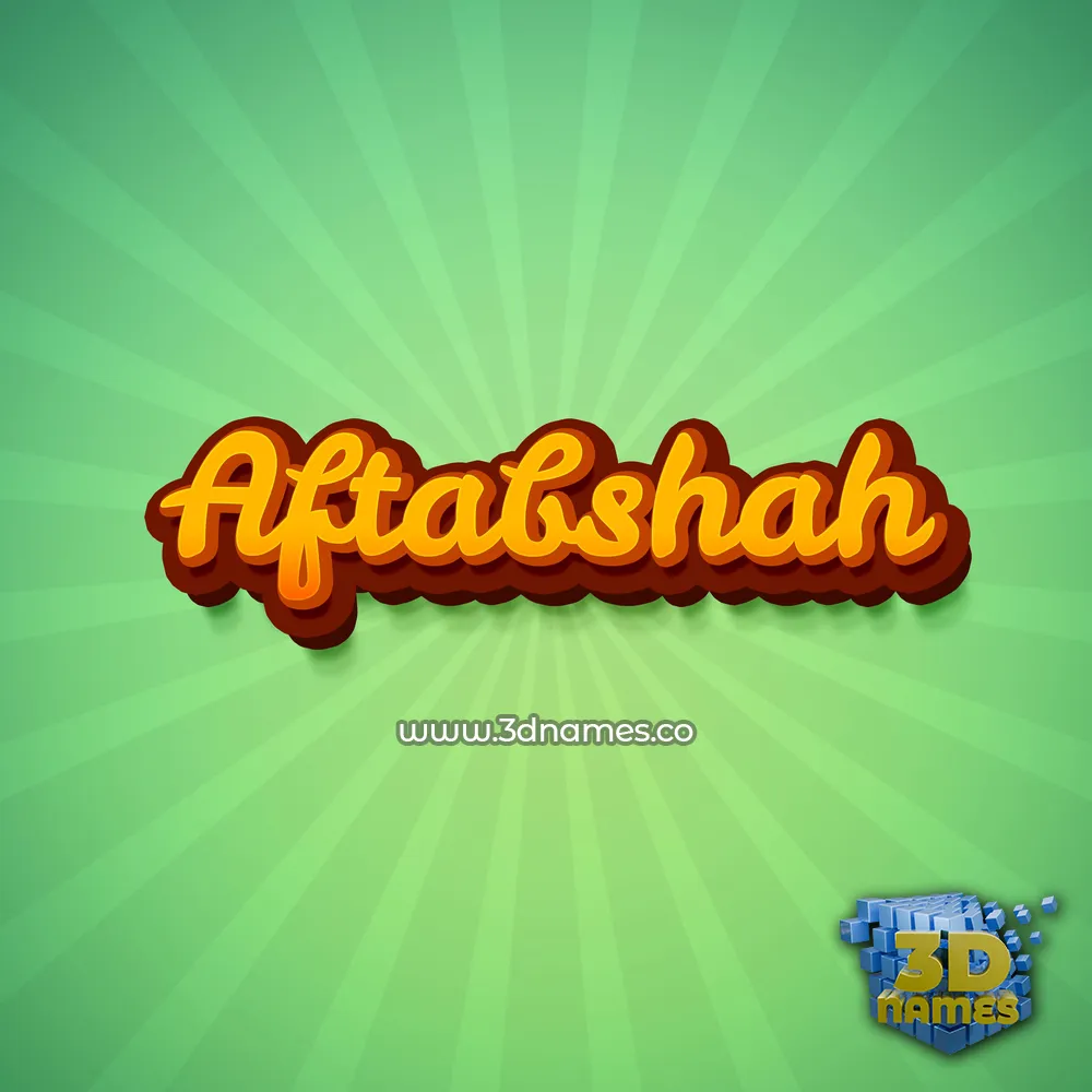 aftabshah in Green Rays style - 3D name wallpaper