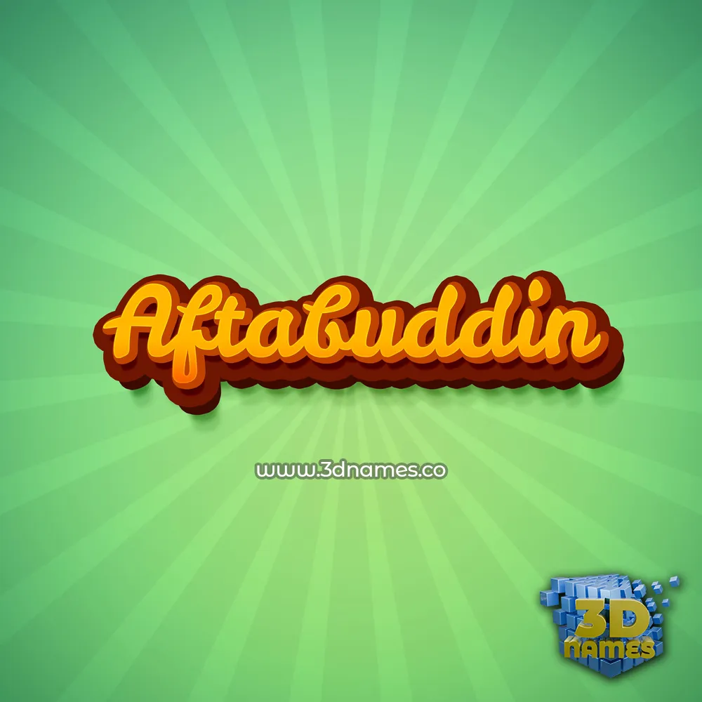 aftabuddin in Green Rays style - 3D name wallpaper