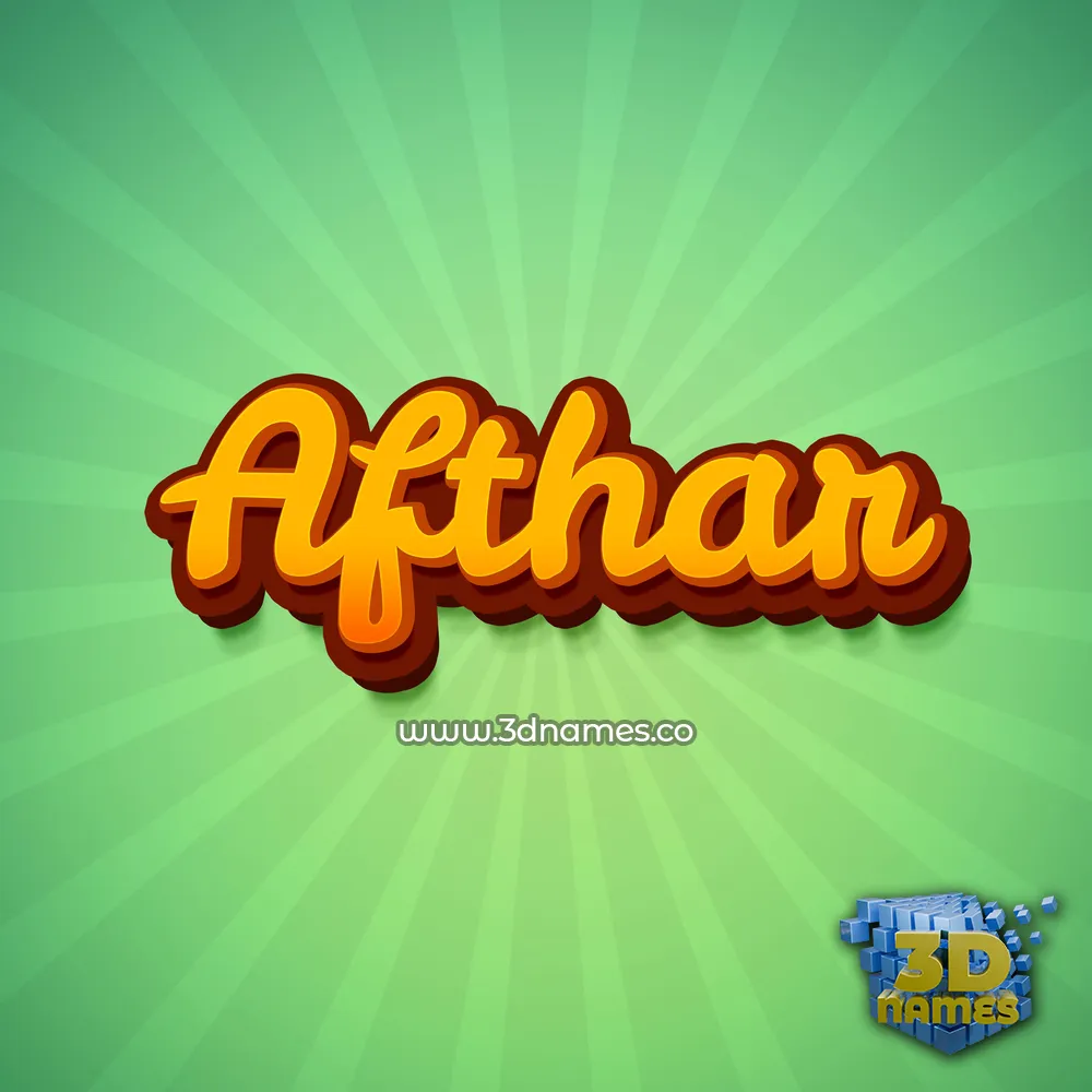 afthar in Green Rays style - 3D name wallpaper