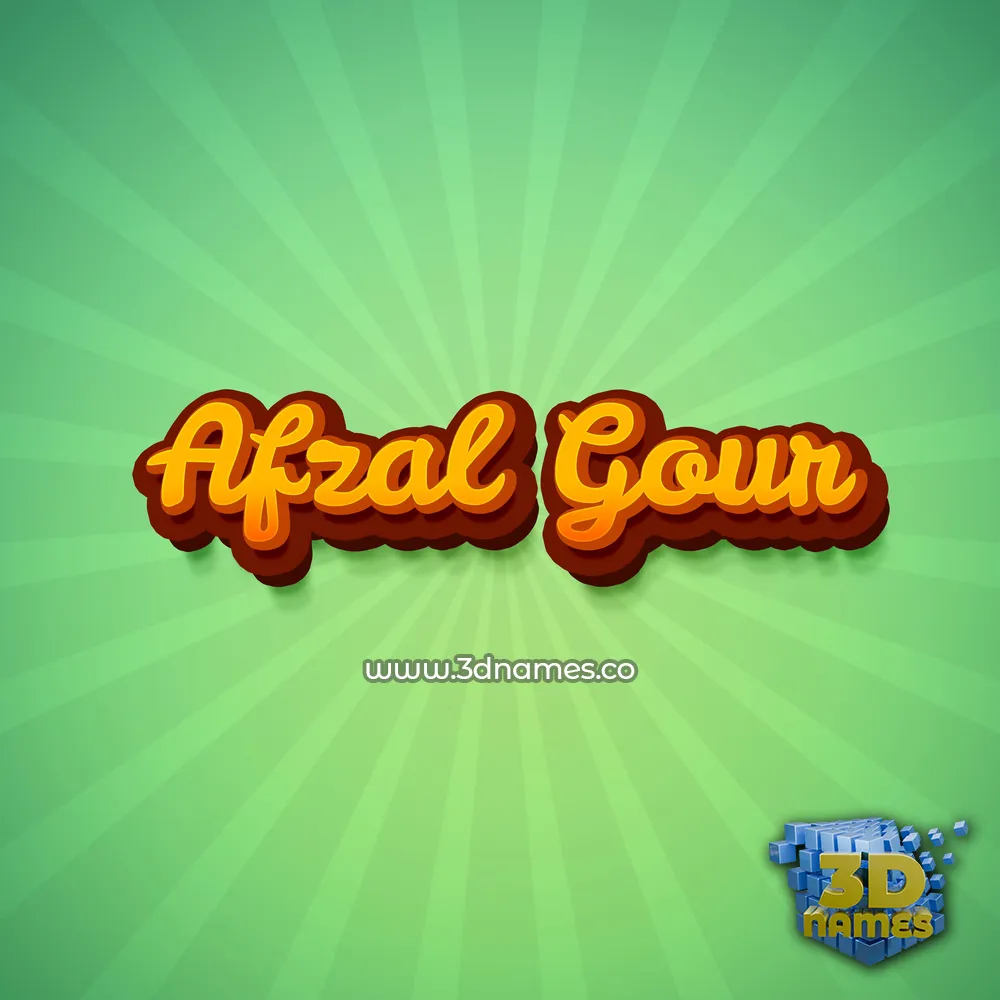 afzal gour in Green Rays style - 3D name wallpaper