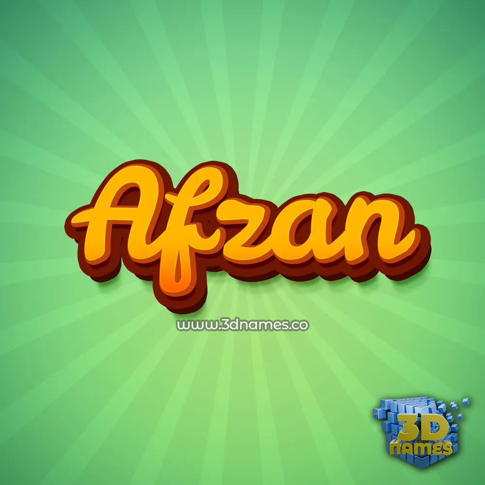 afzan in Green Rays style - 3D name wallpaper