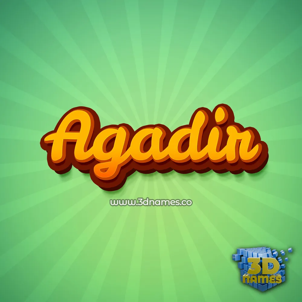 agadir in Green Rays style - 3D name wallpaper