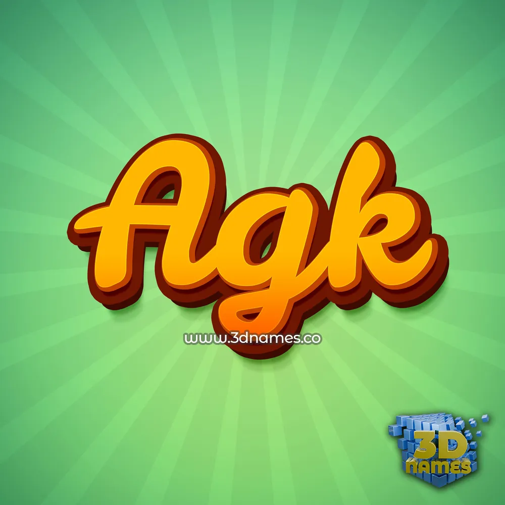 agk in Green Rays style - 3D name wallpaper
