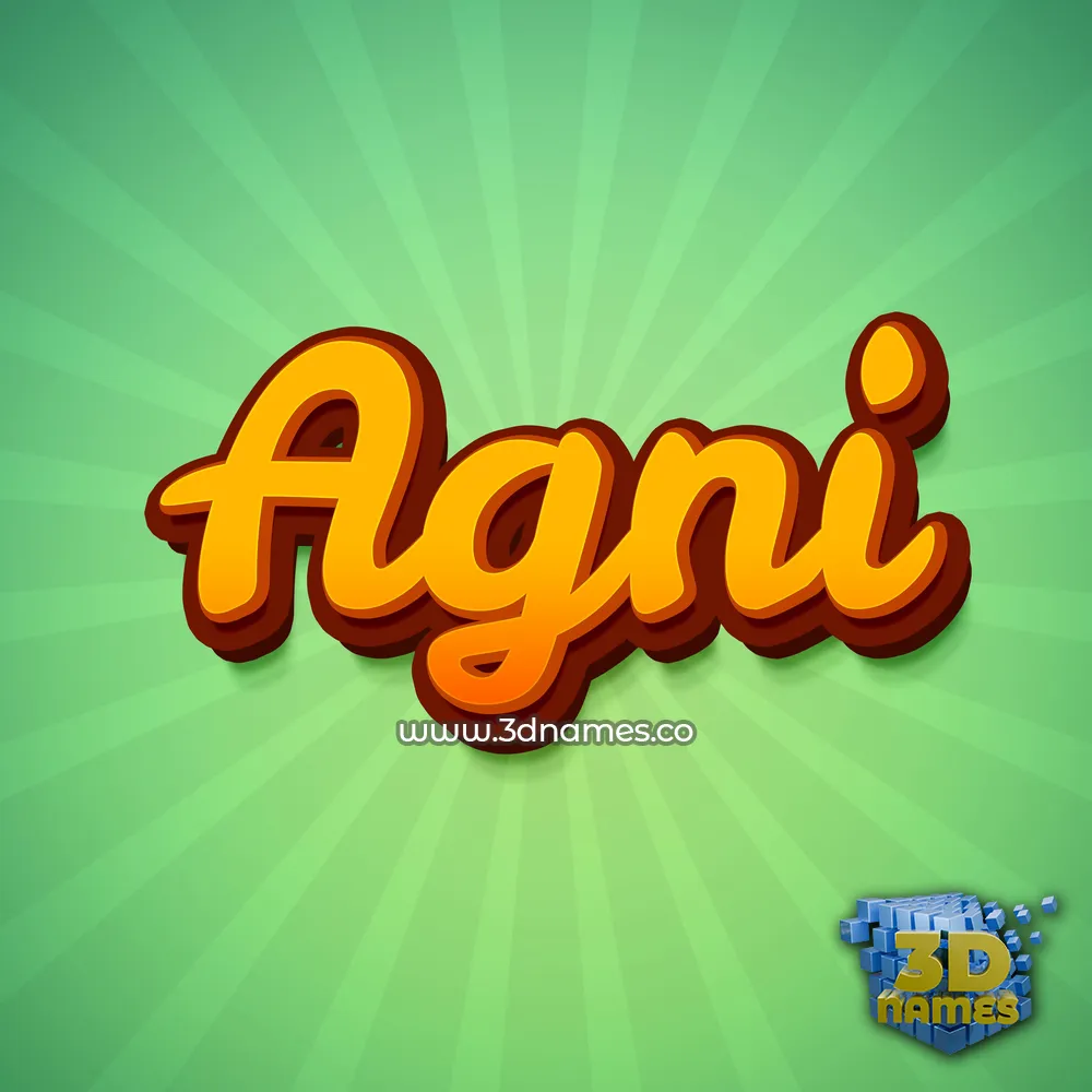 agni in Green Rays style - 3D name wallpaper