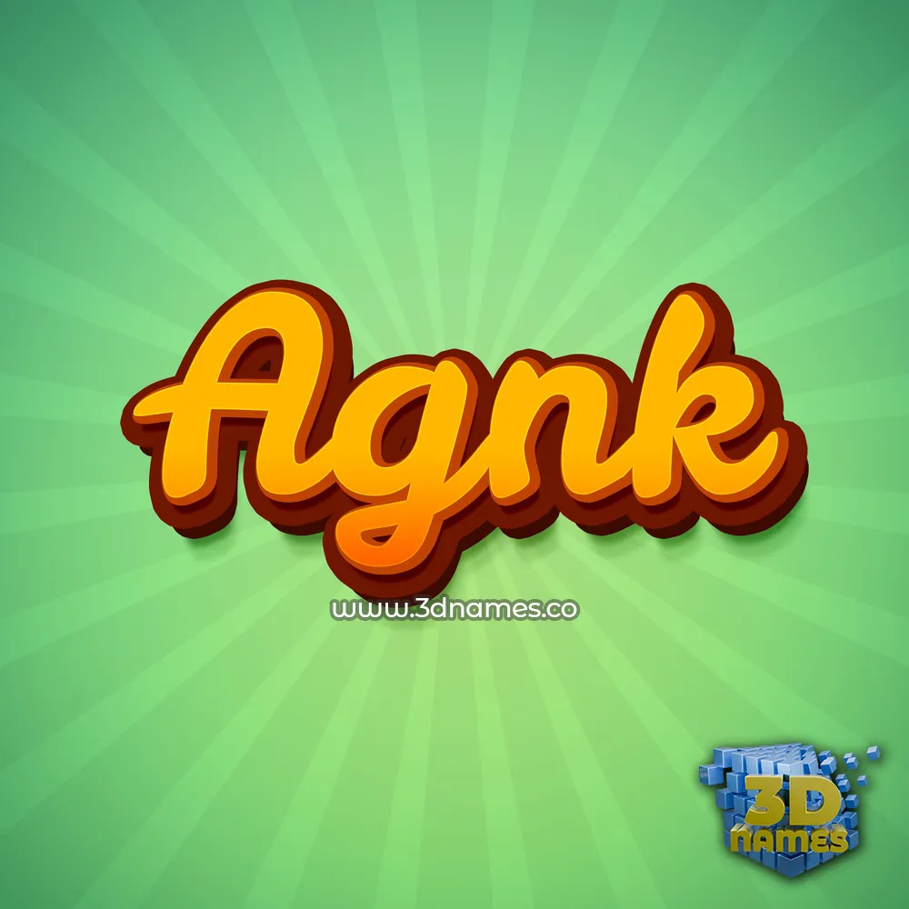 agnk in Green Rays style - 3D name wallpaper