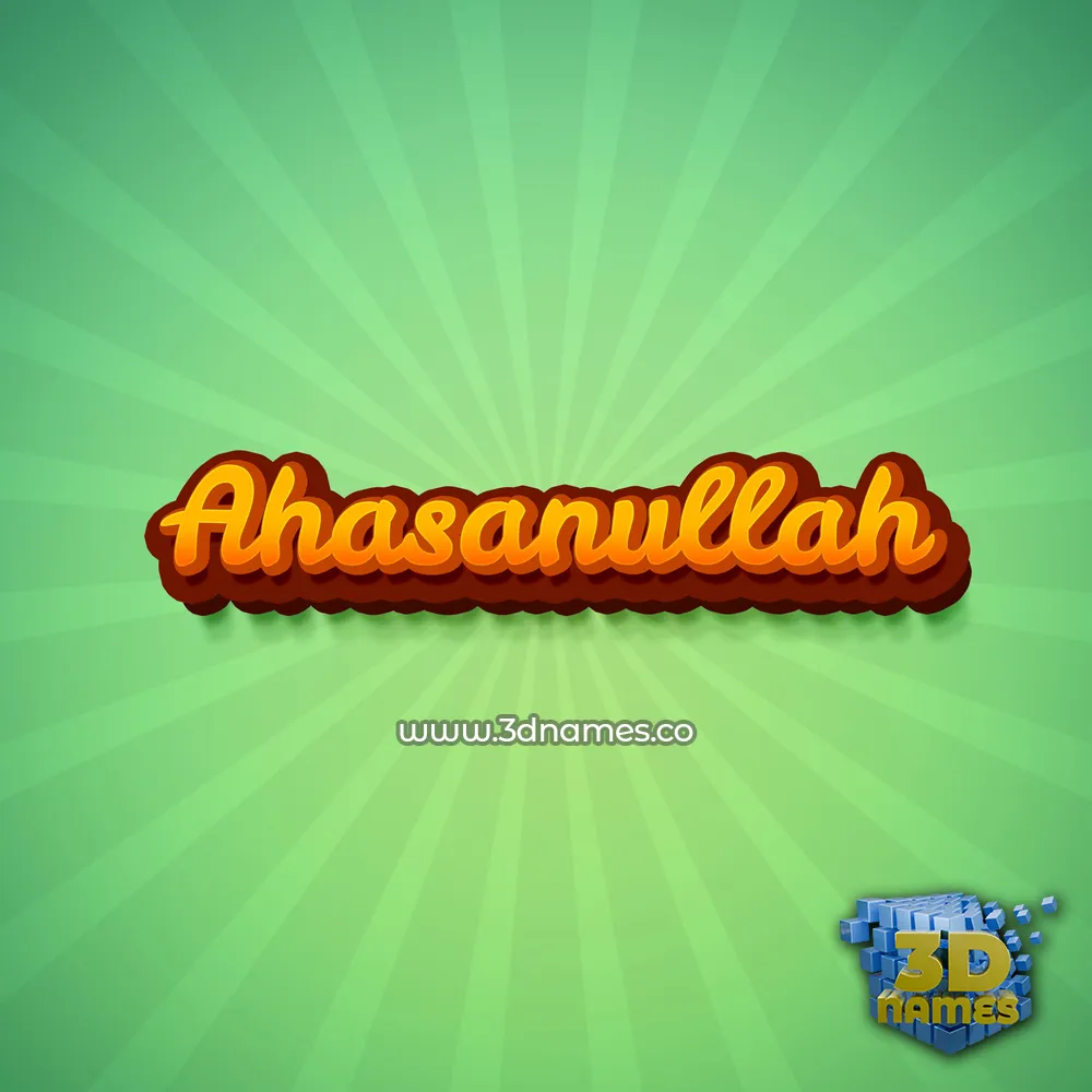 ahasanullah in Green Rays style - 3D name wallpaper