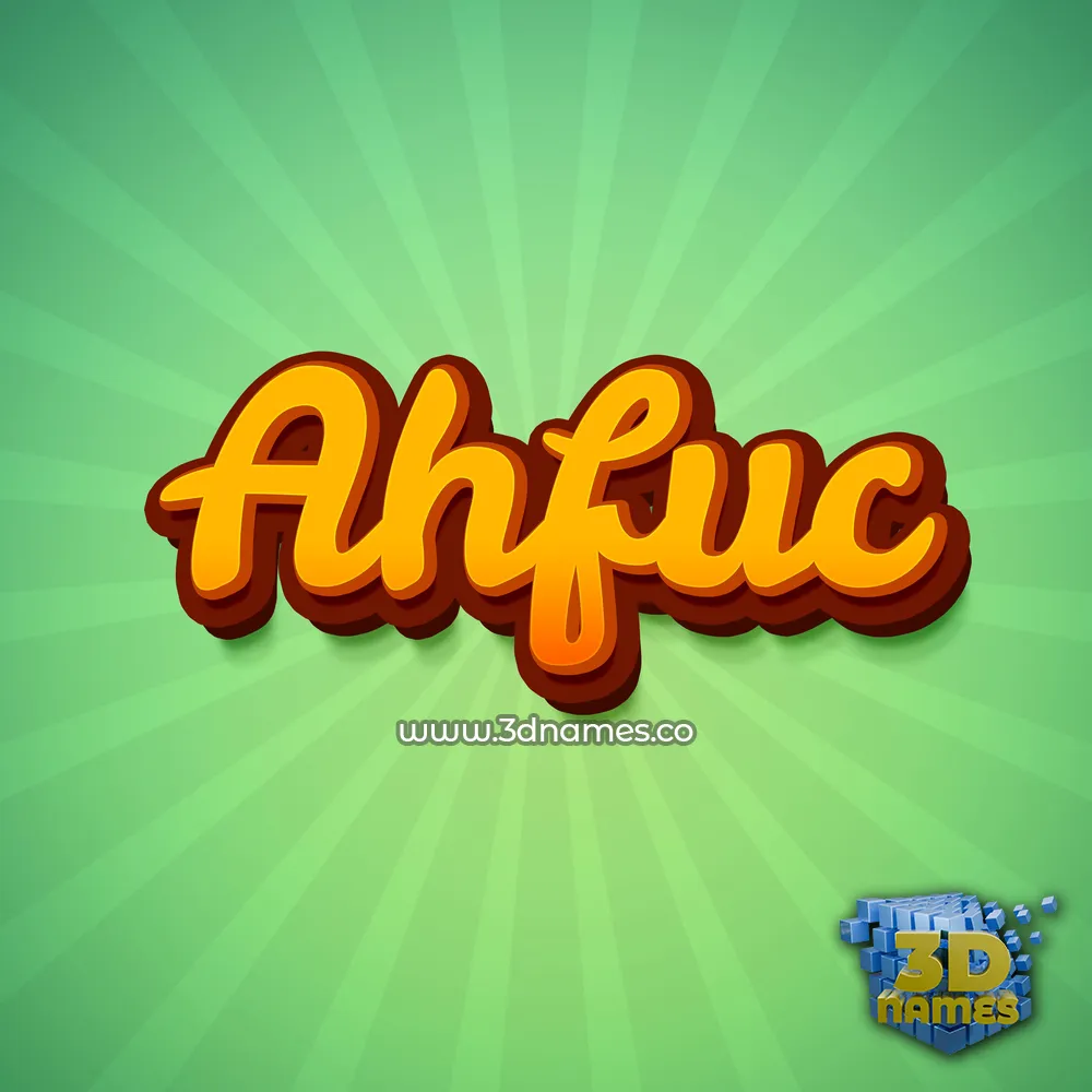 ahfuc in Green Rays style - 3D name wallpaper
