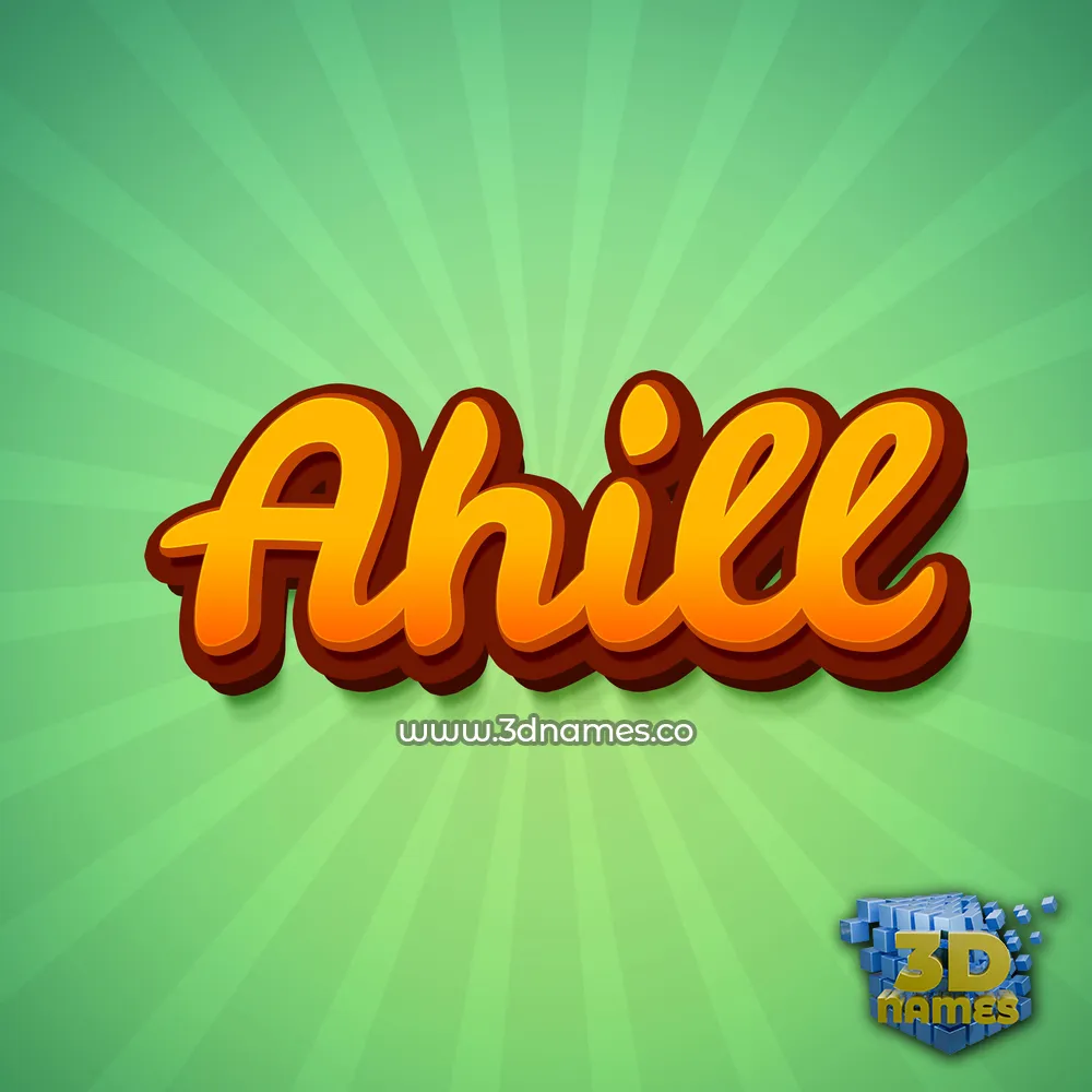 ahill in Green Rays style - 3D name wallpaper