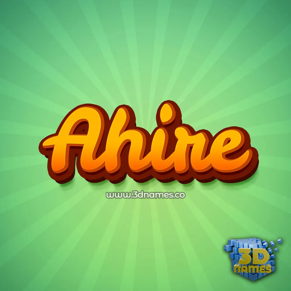 ahire in Green Rays style - 3D name wallpaper