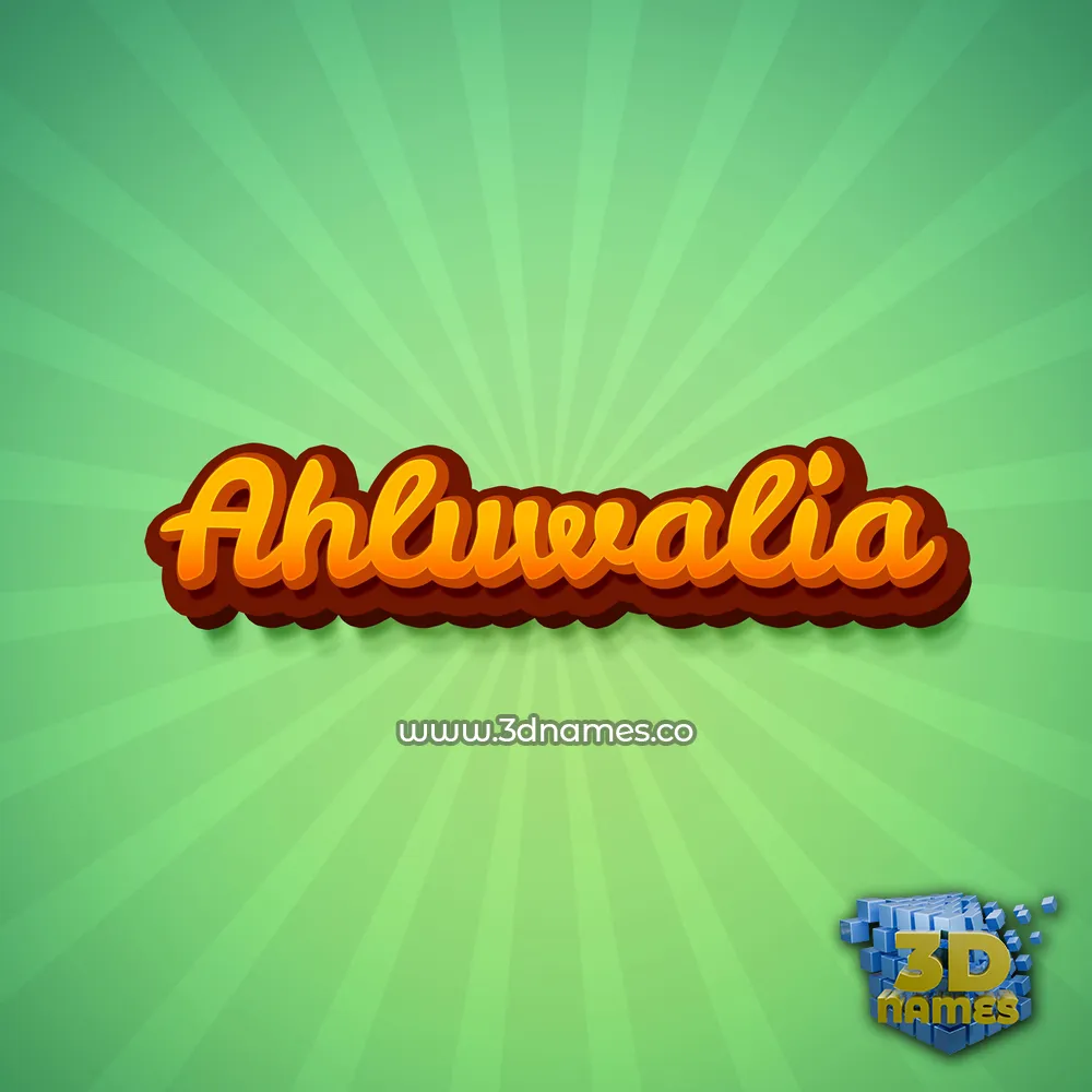 ahluwalia in Green Rays style - 3D name wallpaper
