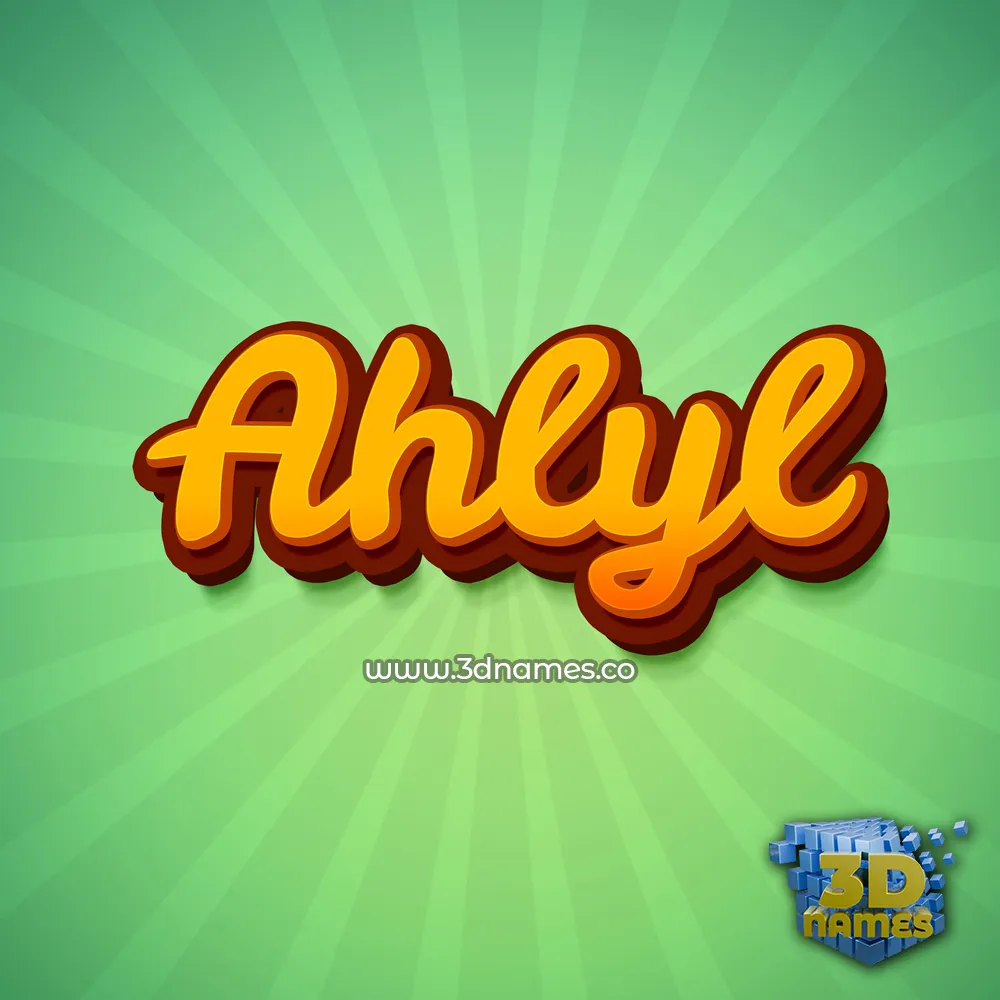 ahlyl in Green Rays style - 3D name wallpaper