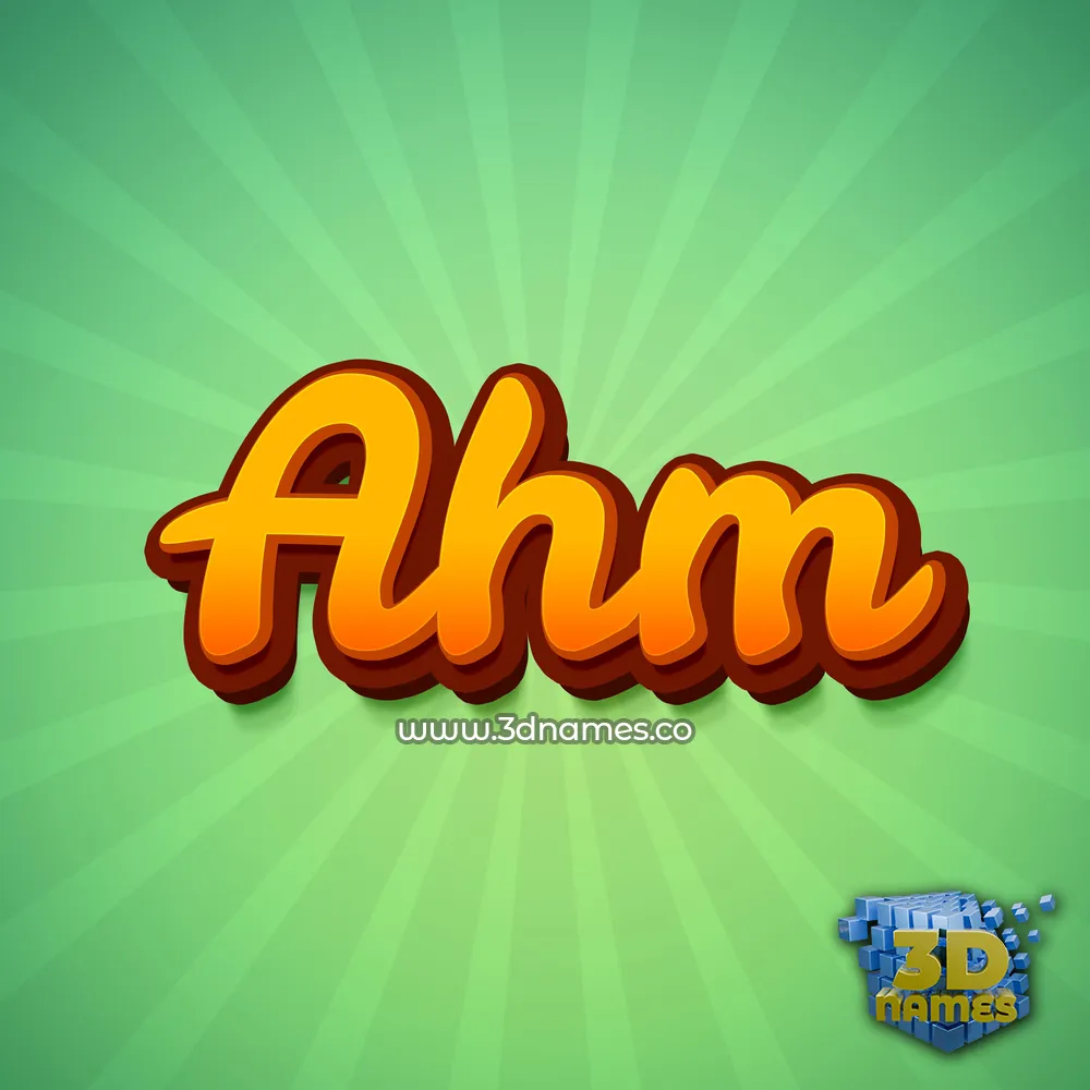 ahm in Green Rays style - 3D name wallpaper