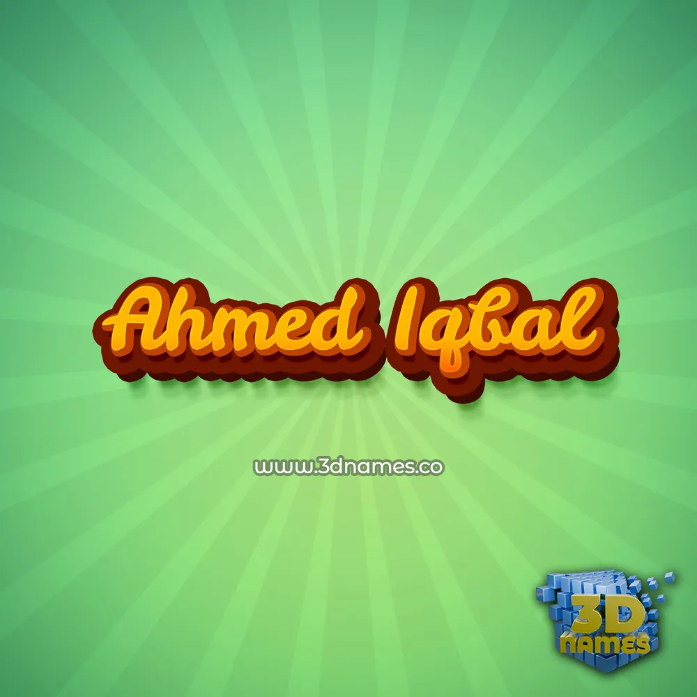 ahmed iqbal in Green Rays style - 3D name wallpaper