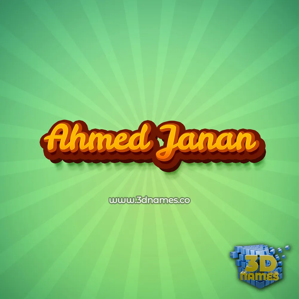 ahmed janan in Green Rays style - 3D name wallpaper