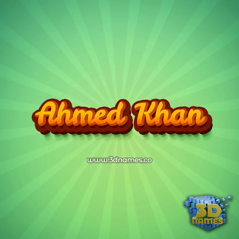 ahmed khan in Green Rays style - 3D name wallpaper